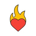 Burning heart color icon Royalty Free Stock Photo