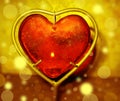 Burning heart with flames against gold background Royalty Free Stock Photo