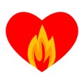 Burning Heart flaming heart on a white background concept of the feeling of love