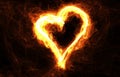 Heart-shaped ring of fire with copyspace. Frame for love, romance and Valentines Day Card Royalty Free Stock Photo