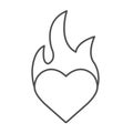 Burning heart linear icon