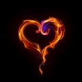 Burning heart symbol made of fire flames Royalty Free Stock Photo