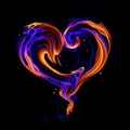 Burning heart symbol isolated on black background Royalty Free Stock Photo