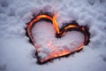 Burning heart. View of heart shape