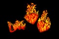 Burning hearts isolated Royalty Free Stock Photo