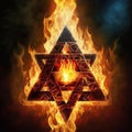 Burning hexagram, Star of David. Royalty Free Stock Photo