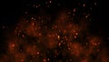 Burning hot bonfire fire sparks on a dark background. 3d illustration Royalty Free Stock Photo