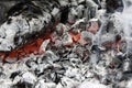 burning hot coal in the grill close up Royalty Free Stock Photo