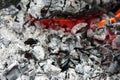 burning hot coal in the grill close up Royalty Free Stock Photo