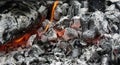 burning hot coal in the grill close up Royalty Free Stock Photo