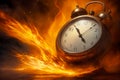 Burning Hours, Clock Aflame in Stock Photo, AI Generated