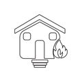 Burning house icon. Element of fire guardfor mobile concept and web apps icon. Outline, thin line icon for website design and Royalty Free Stock Photo