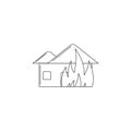 burning house illustration. Element of firefighter for mobile concept and web apps. Thin line illustration of burning house can be Royalty Free Stock Photo