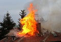 Burning house roof Royalty Free Stock Photo