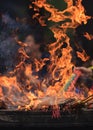 Burning incense in an altar of a Buddhist temple, Hangzhou, China