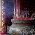 Burning Incense In Big Brass Cauldron Royalty Free Stock Photo