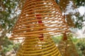 Burning incense coils at A-ma temple Royalty Free Stock Photo