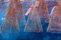 Burning incense coils in a temple in Vietnam