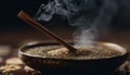 Burning incense fills the bowl with aromatic smoke and spice generated by AI Royalty Free Stock Photo