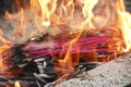 Burning incense and flames Royalty Free Stock Photo