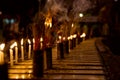 Burning Incense sticks and candle Royalty Free Stock Photo