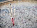 Burning incense sticks in Thailand temple Royalty Free Stock Photo