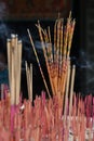 Burning incense and worship the gods in the buddhist temple in Qingyan Ancient Town, Guizhou province, China. The old town is.