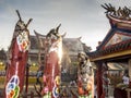 Burning incenses at Tempat Suci kiw-Ong-Ea Temple, Trang, Thailand / vegetarian chinese festival Royalty Free Stock Photo