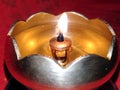 Burning indian oil lamp for diya