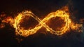 Burning infinity symbol. Eternity sign on fire. Isolated on black background. AI Generated Royalty Free Stock Photo