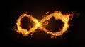 Burning infinity symbol. Eternity sign on fire. Isolated on black background. AI Generated Royalty Free Stock Photo