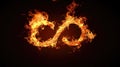 Burning infinity symbol. Eternity sign on fire. Isolated on black background. AI Generated Royalty Free Stock Photo