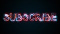 The word Subscribe on a screen on the Internet. Burning inscription. 3d rendering text. Computer generated web Royalty Free Stock Photo