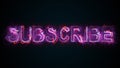 The word Subscribe on a screen on the Internet. Burning inscription. 3d rendering text. Computer generated web Royalty Free Stock Photo