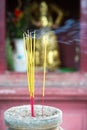 Burning joss sticks in pagoda, Saigon, Vietnam Royalty Free Stock Photo