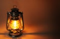 Burning kerosene lamp in dark