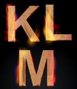 Burning KLM letters, burning alphabet