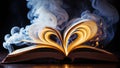 Burning Knowledge: Flaming Book with Heart-Shaped Pages