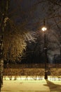 Burning lantern at night in the park Royalty Free Stock Photo