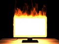 Burning LCD TV Royalty Free Stock Photo