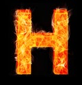 Burning letters as alphabet type H Royalty Free Stock Photo