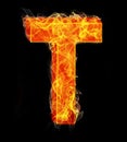 Burning letters as alphabet type T Royalty Free Stock Photo