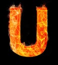 Burning letters as alphabet type U Royalty Free Stock Photo