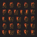 Burning letters colorful set alphabet Royalty Free Stock Photo