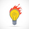 Burning light bulb isolated on a white background Royalty Free Stock Photo