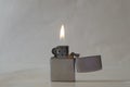 a burning lighter on a white background Royalty Free Stock Photo