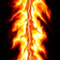 Burning Lightning made from fire striking over black background