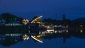 Burning lights of night establishments near the lake