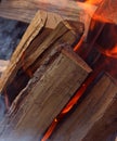 Burning Logs Stacked In A Burning Bonfire Detailed Stock Photo