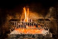 Burning logs in a Winter fireplace Royalty Free Stock Photo